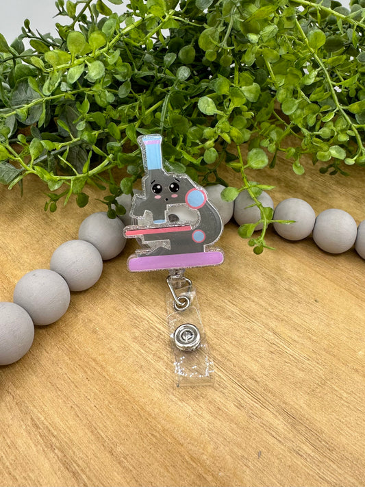 Microscope retractable badge reel