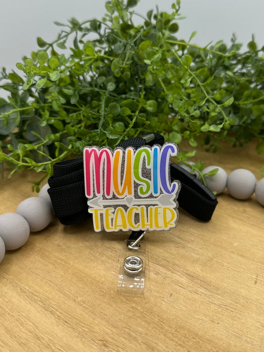 Music Teacher lanyard with retractable badge reel