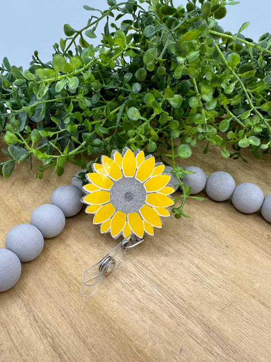 Sunflower retractable badge reel