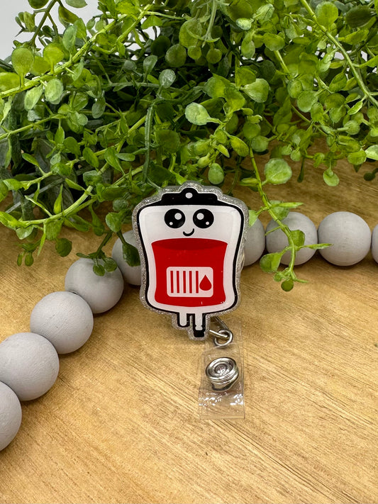 Blood bag retractable badge reel