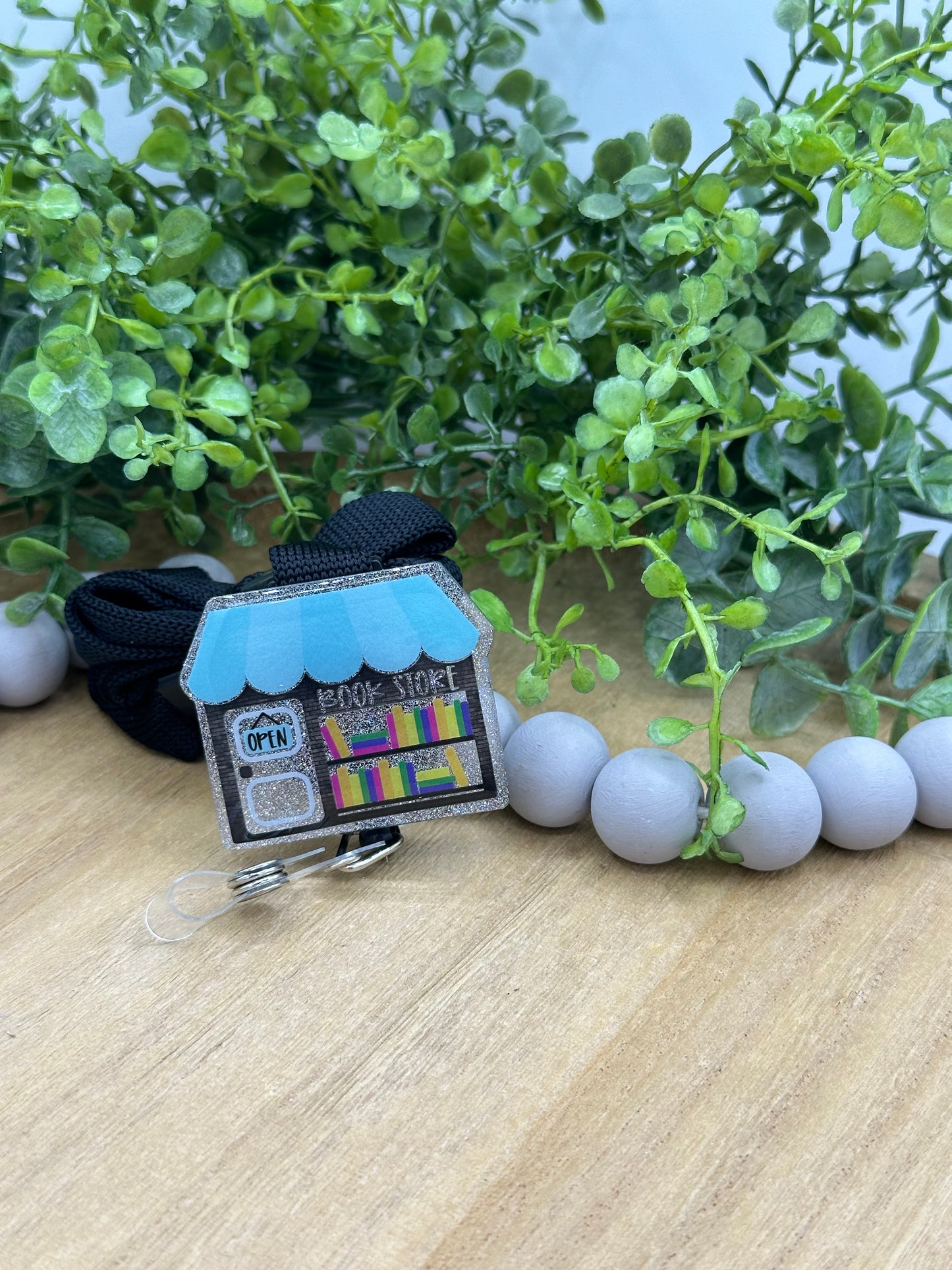 Librarian/book lanyard with retractable badge reel
