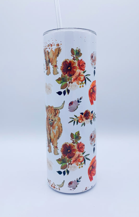 Cow and Roses 20 oz Tumbler