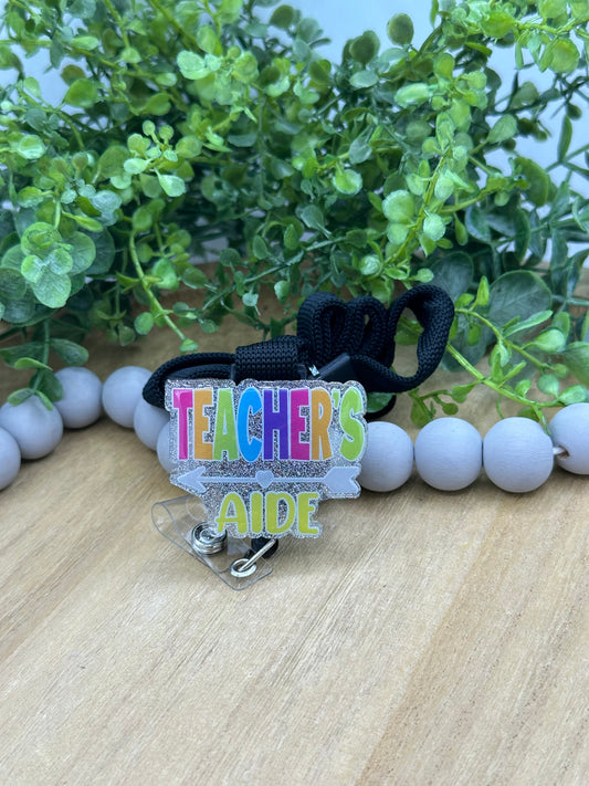 Teacher’s Aide lanyard with retractable badge reel