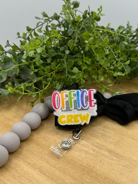 Office Crew School lanyard with retractable badge reel
