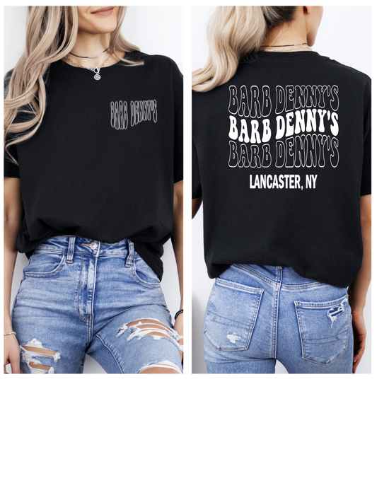 Barb Denny’s wavy text shirt