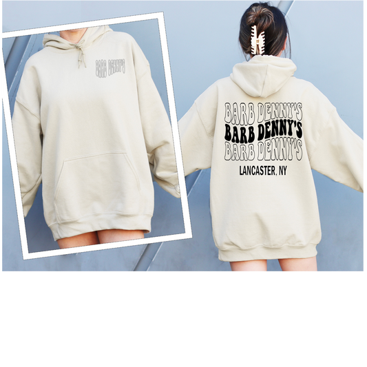 Barb Denny's wavy text hoodie