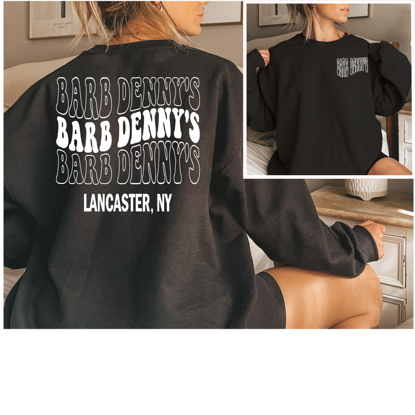 Barb Denny’s wavy text shirt