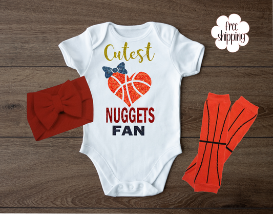 Cutest Basketball Fan baby bodysuit, Denver Basketball