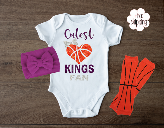 Cutest Basketball Fan baby bodysuit, Sacramento Basketball