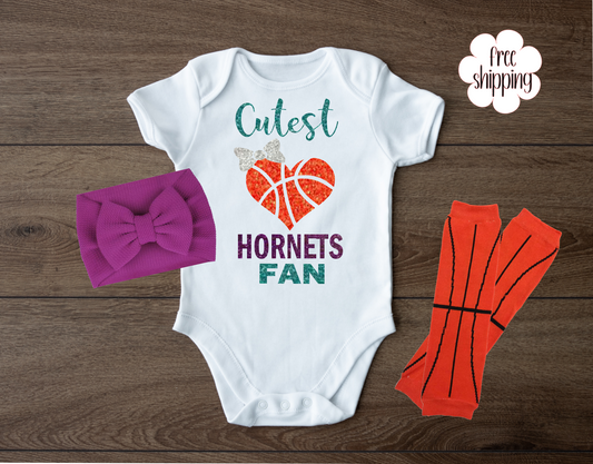 Cutest Basketball Fan baby bodysuit, Charlotte Basketball