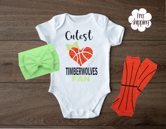 Cutest Basketball Fan baby bodysuit, Minnesota Basketball