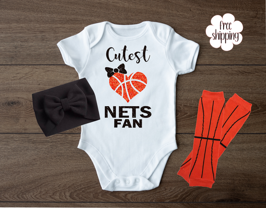 Cutest Basketball Fan baby bodysuit, Brooklyn Basketball