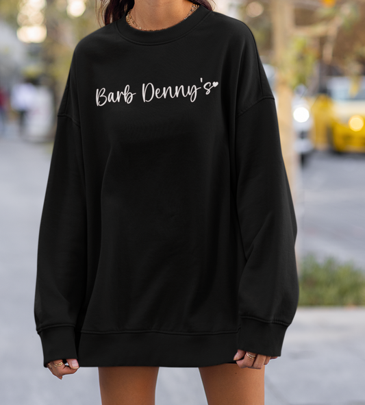 Barb Denny's oversized sweatshirt