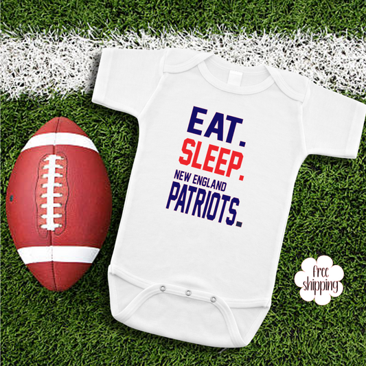 Eat Sleep Football baby bodysuit, NE Football