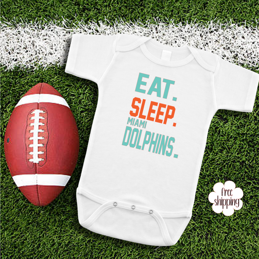 Eat Sleep Football baby bodysuit, Miami Football