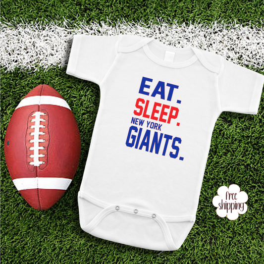 Eat Sleep Football baby bodysuit, NY Football
