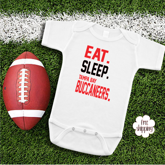Eat Sleep Football baby bodysuit, Tampa Bay Football