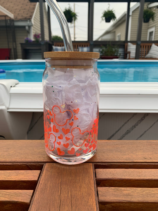 Heart Mouse 16 oz Glass can