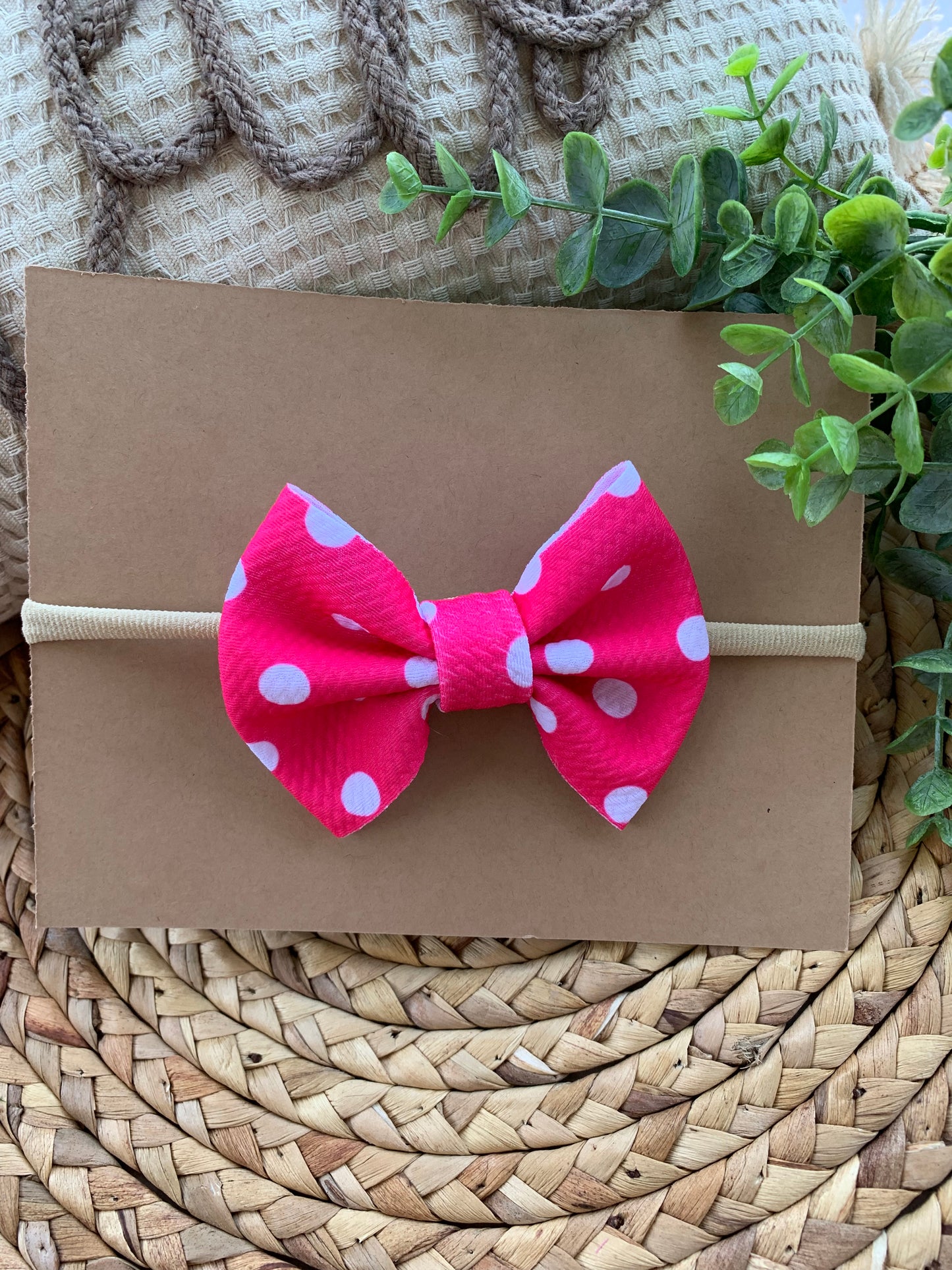 Hot Pink Polka Dot Baby Headband