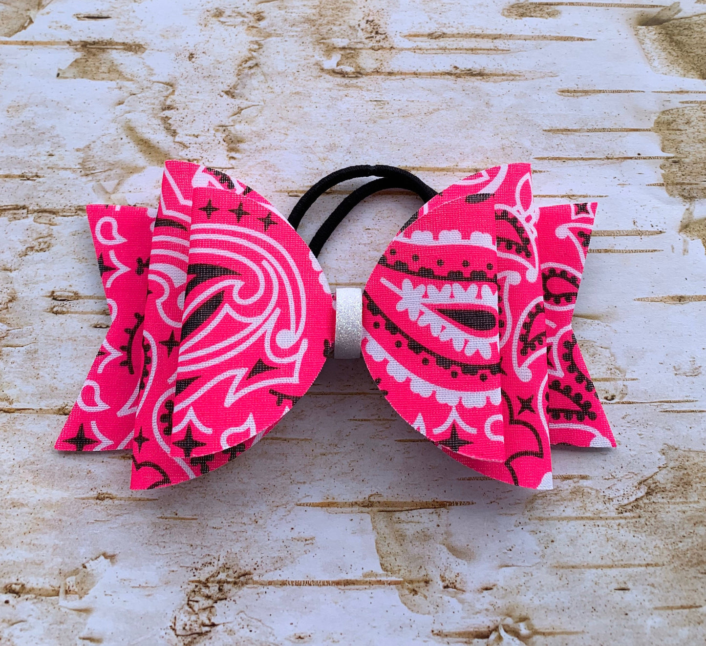 Pink bandana print bow