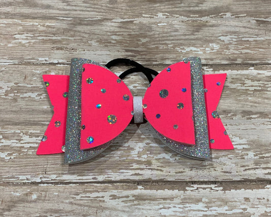 Pink and Silver hair bow