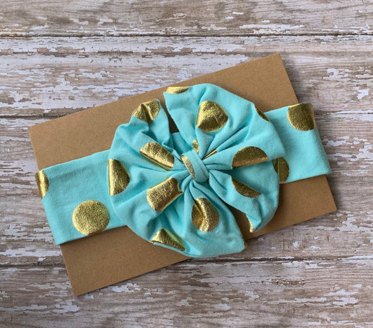 Baby gold polka dot headband