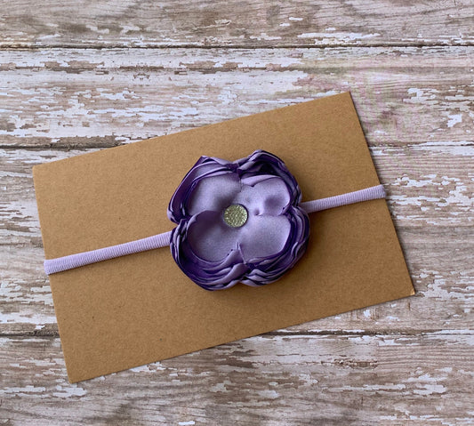 Purple flower baby headband