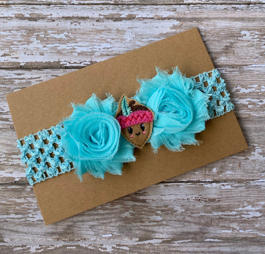 Acorn shabby flower baby headband