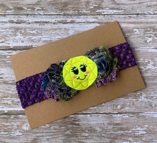 Sun shabby flower baby headband