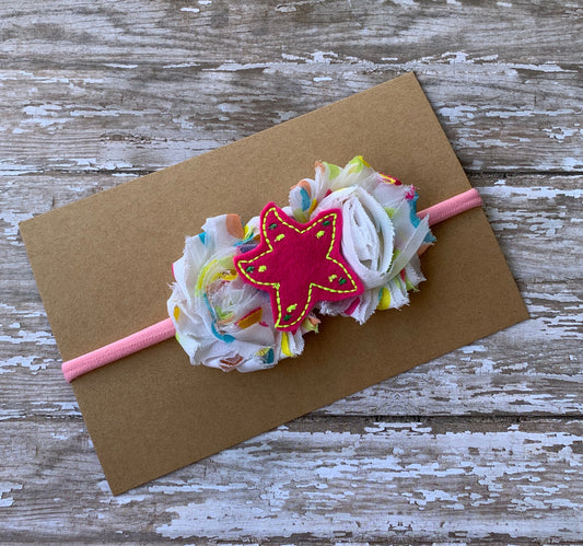 Starfish shabby flower baby headband