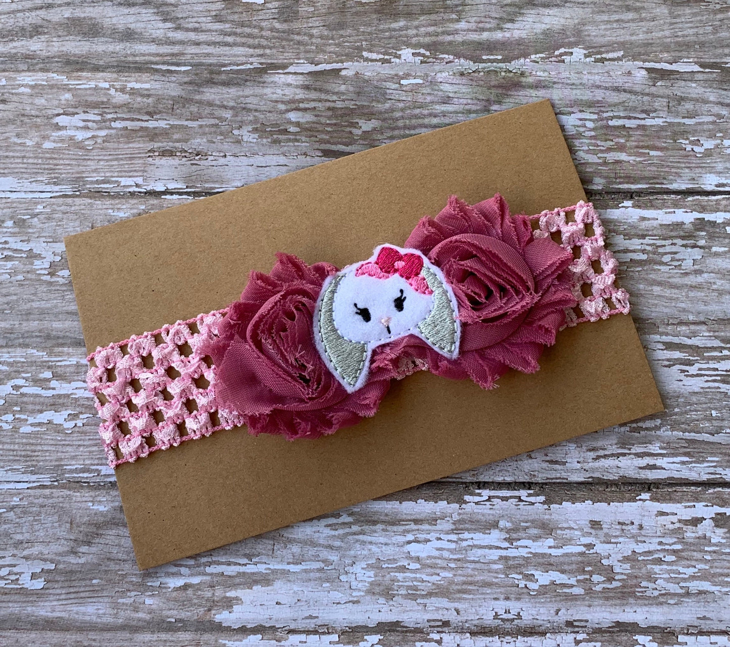 Bunny shabby flower baby headband