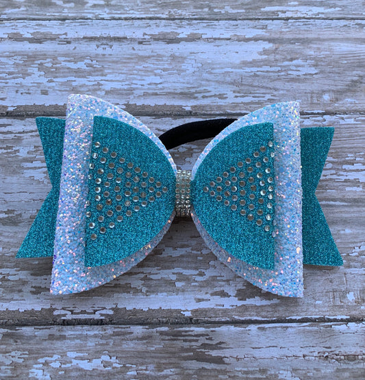 Rhinestone cheer bow, bowtie pattern