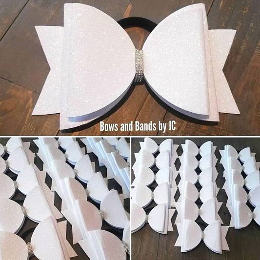White glitter cheer bow
