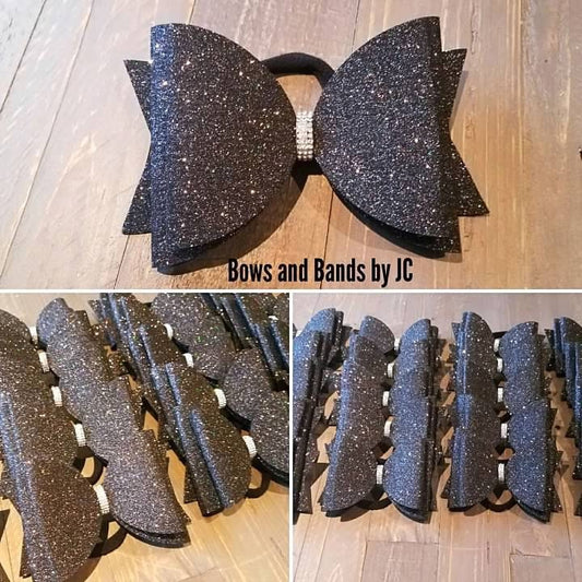 Black glitter cheer bow