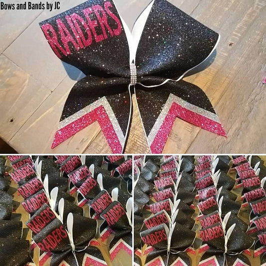 October team name cheer bow