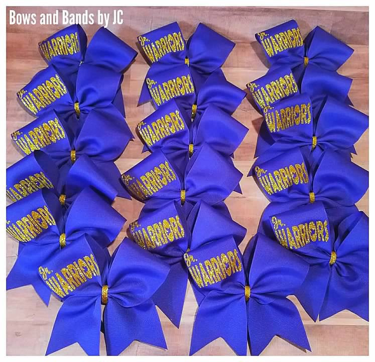Team ribbon cheer bows with name