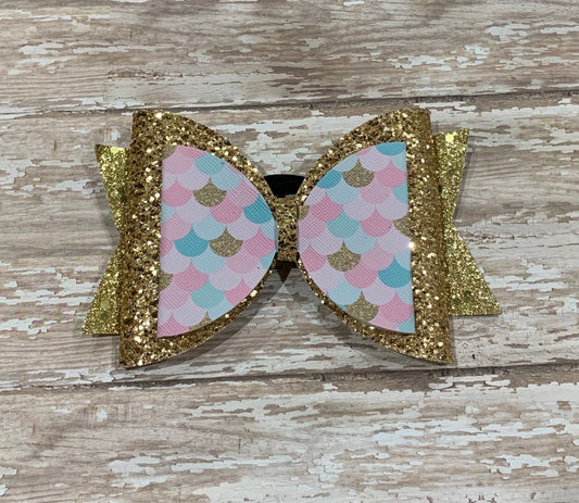Mermaid scale girls hair bow