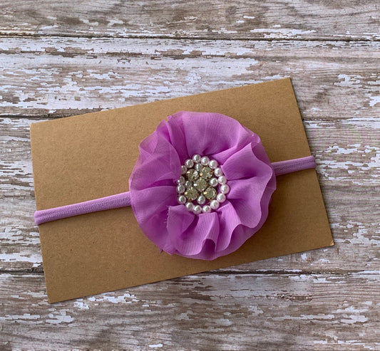 Purple flower baby headband