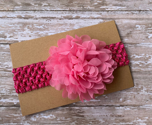 Pink flower baby headband
