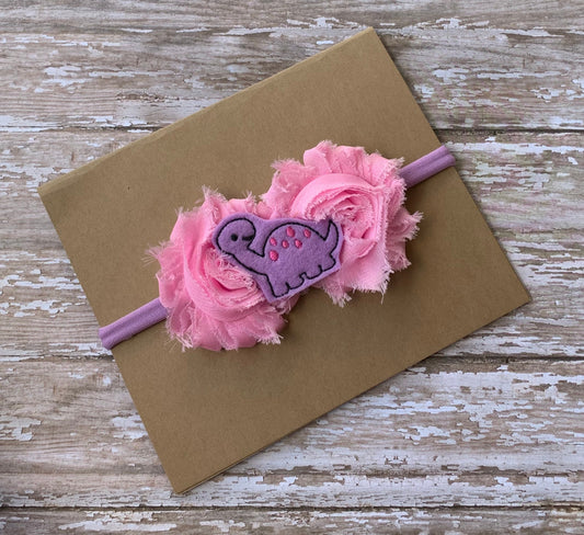 Dinosaur shabby flower baby headband
