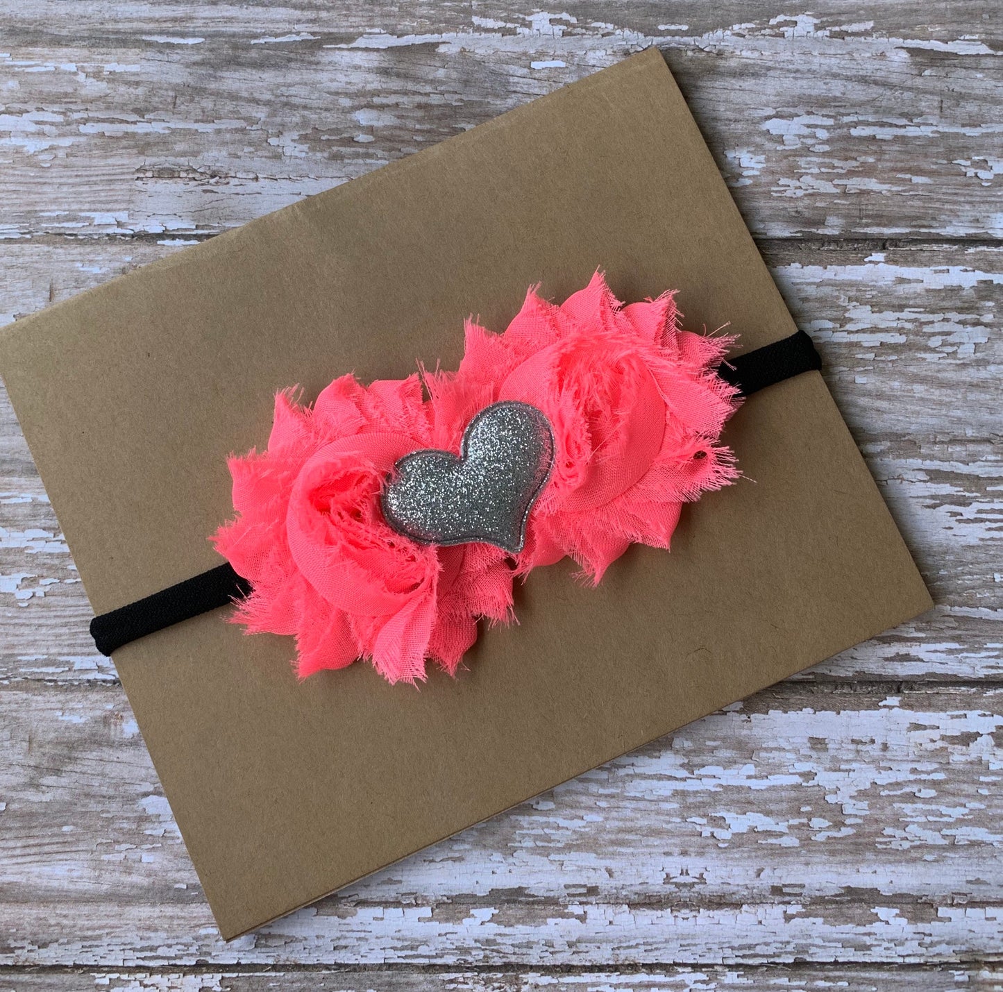 Heart shabby flower baby bow