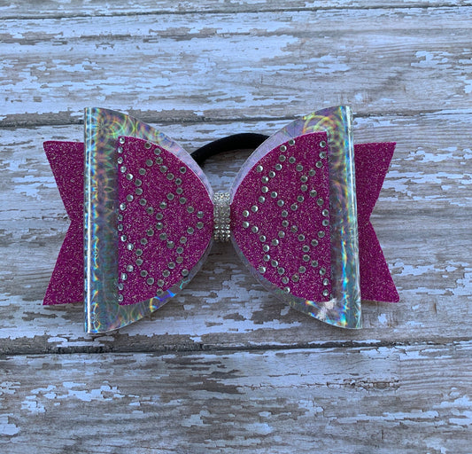 Rhinestone cheer bow, mermaid pattern