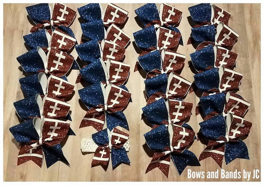 Football glitter cheer bow