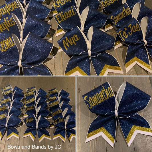 3 color glitter name cheer bow