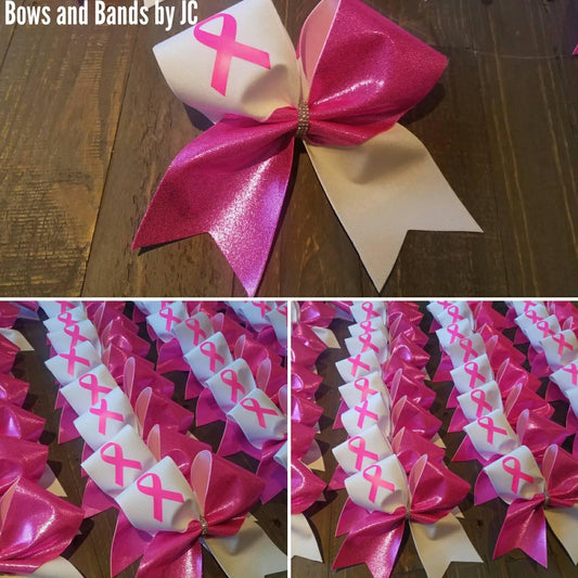 October white & pink cheer bow
