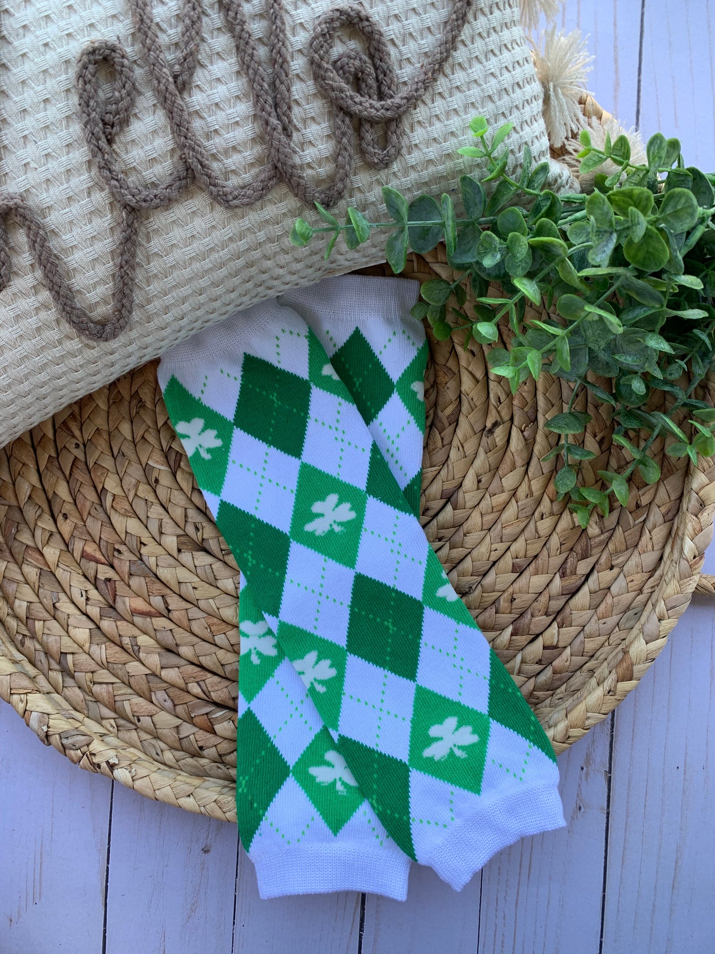 Irish argyle Baby legwarmers