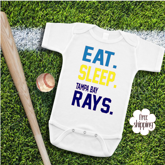 Eat Sleep Baseball baby bodysuit, TB Baseball