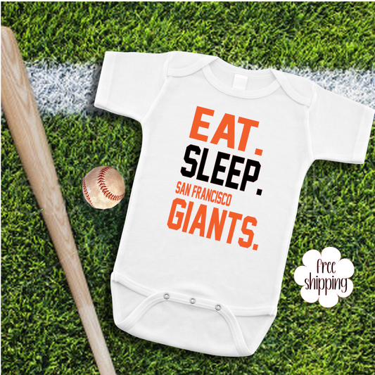 Eat Sleep Baseball baby bodysuit, San Fran Baseball