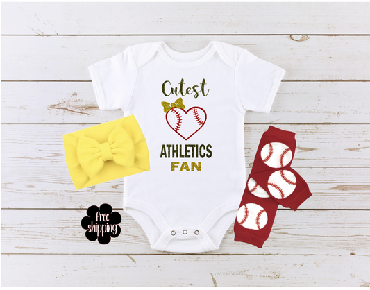 Cutest Baseball Fan baby bodysuit, Oakland Baseball