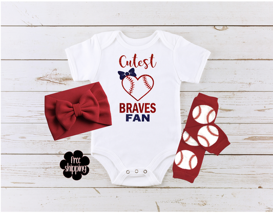 Cutest Baseball Fan baby bodysuit, Atlanta Baseball